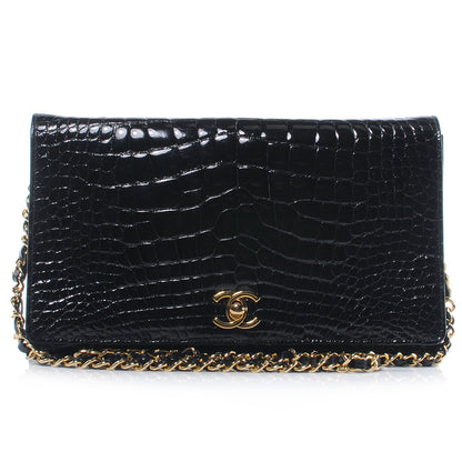 Chanel Shiny Crocodile Medium Single Flap Black 1 of 8