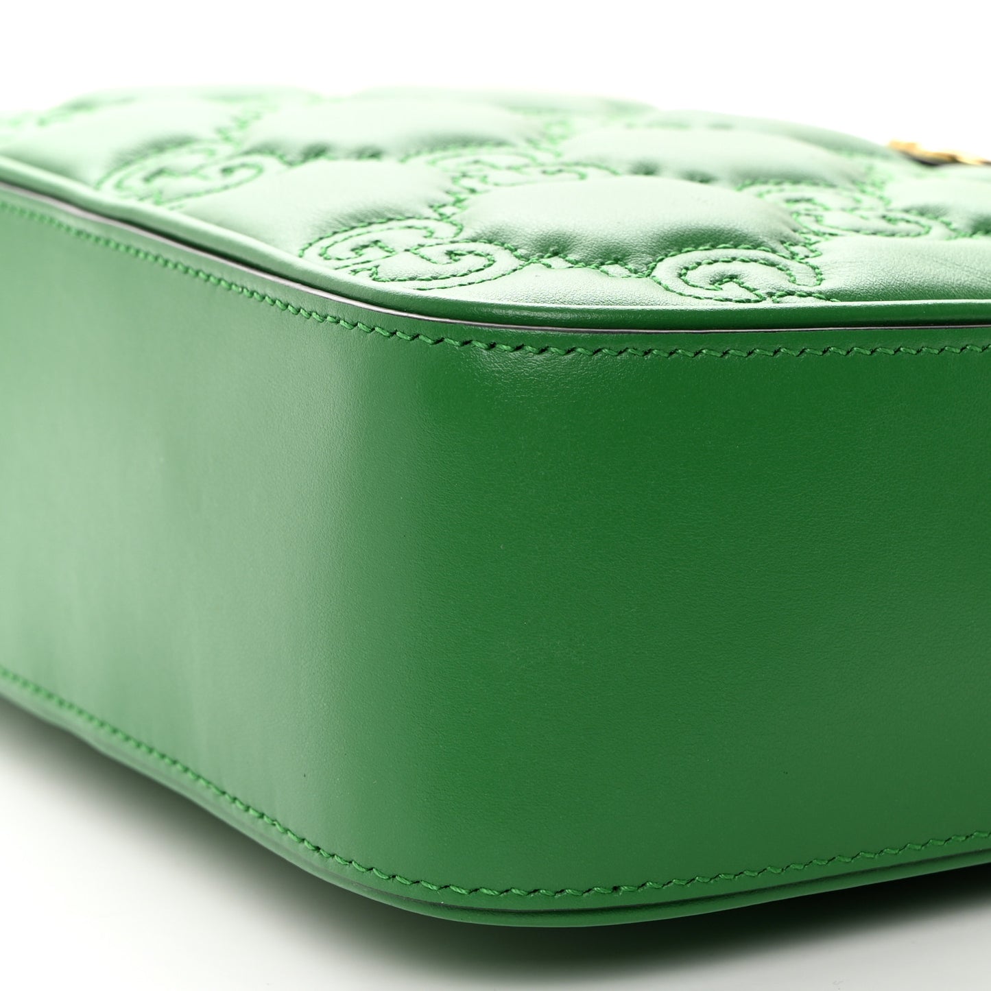 Calfskin GG Matelasse Shoulder Bag Spring Green Natural