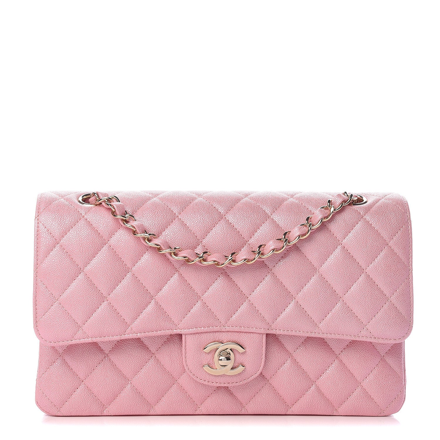 Chanel Iridescent Caviar Quilted Medium Double Flap Rose Pink 1 of 10