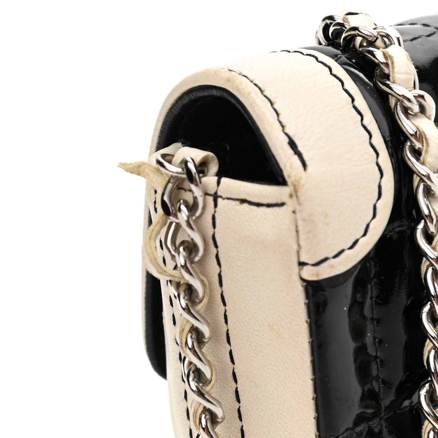 Chanel Patent Lambskin East West Chocolate Bar Flap Black White 11 of 12