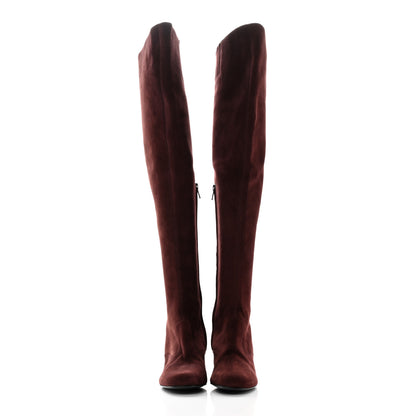Saint Laurent Suede Babies Over The Knee Boots 36.5 Amaranto 2 of 14
