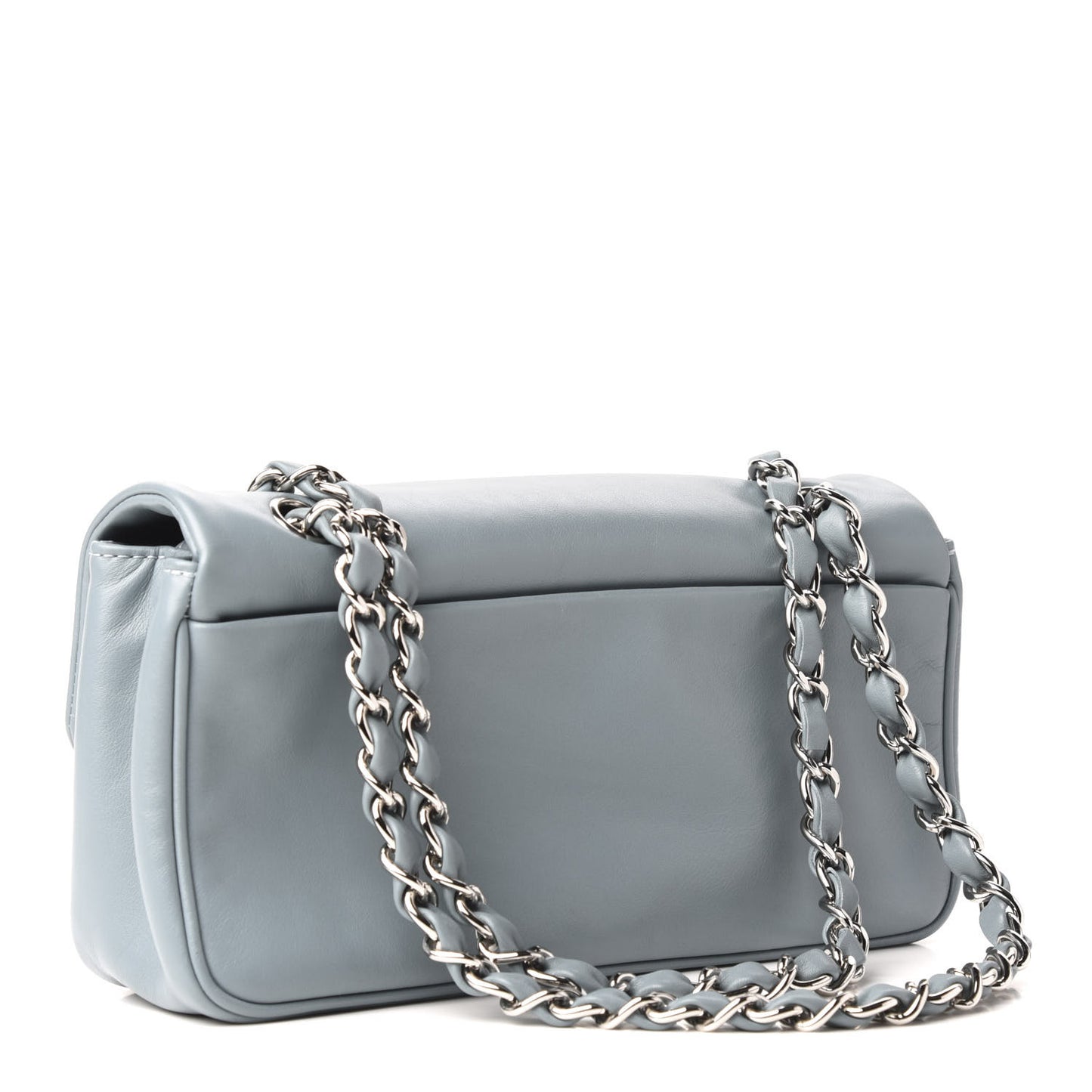 Lambskin Diagonal CC Chain Flap Light Blue