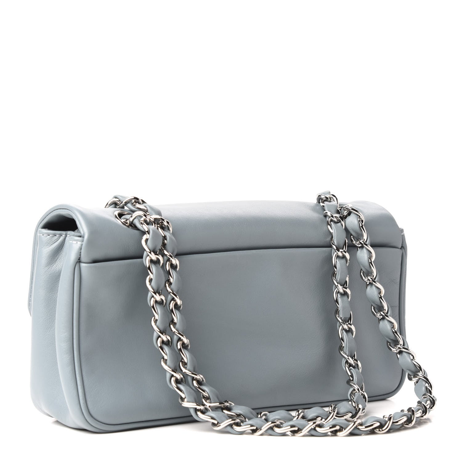 Chanel Lambskin Diagonal CC Chain Flap Light Blue 3 of 9