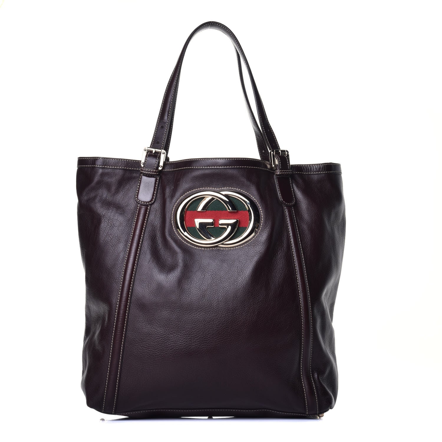 Gucci Calfskin Large Britt Shoulder Bag Dark Brown 1 of 8