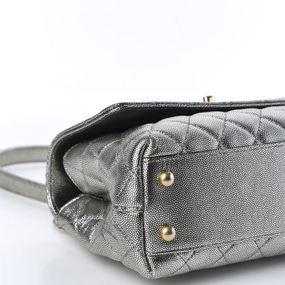 Chanel Metallic Caviar Quilted Mini Coco Handle Flap Silver 5 of 9