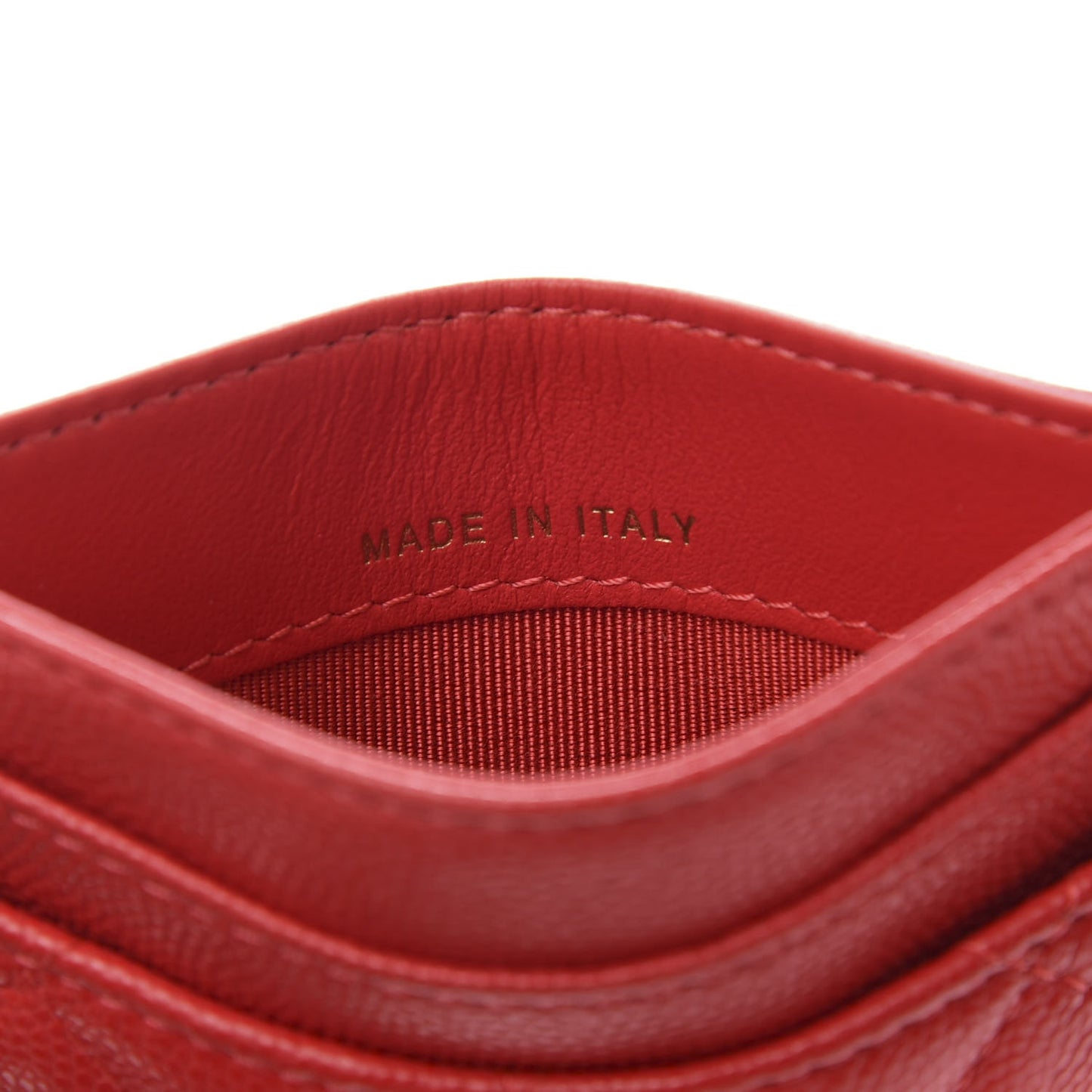 Caviar Quilted Card Holder Red