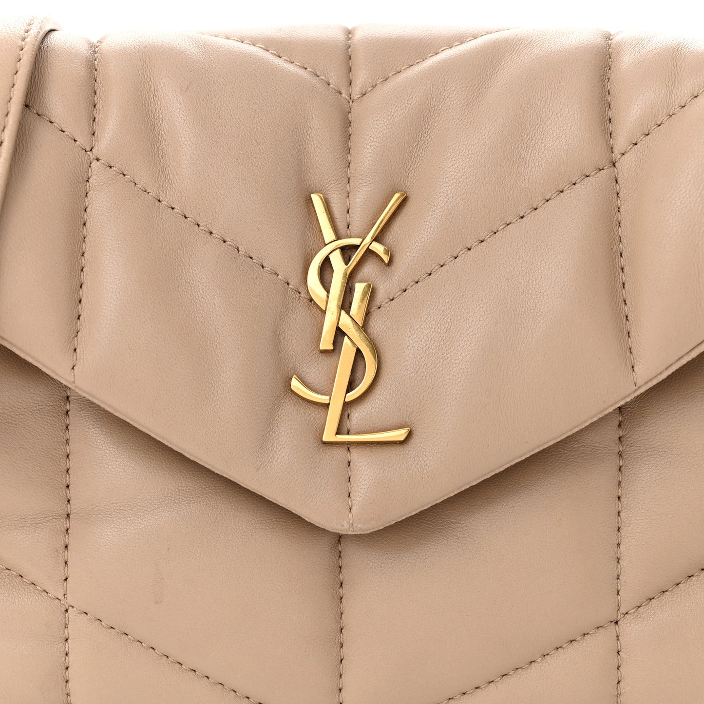 Lambskin Quilted Toy Loulou Puffer Monogram Chain Satchel Nude Powder