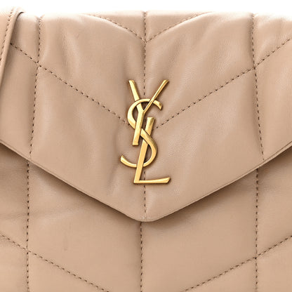 Saint Laurent Lambskin Quilted Toy Loulou Puffer Monogram Chain Satchel Nude Powder 8 of 11