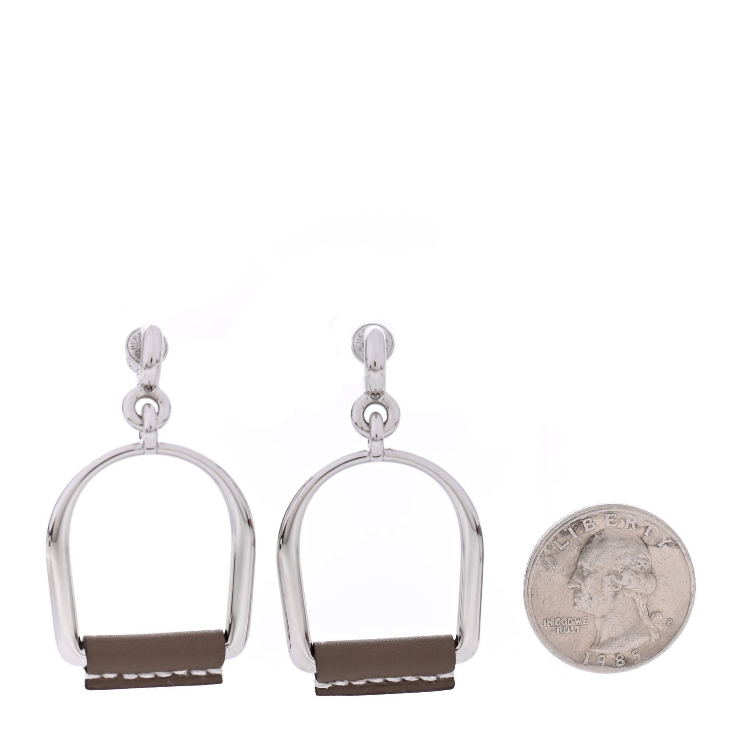 Hermes Palladium Swift Heritage Equestre Etrier Earrings Etoupe 2 of 4