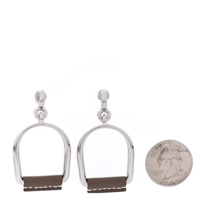 Hermes Palladium Swift Heritage Equestre Etrier Earrings Etoupe 2 of 4