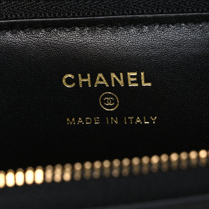 Chanel Lizard Embossed Long Zipped Wallet Black 6 of 8