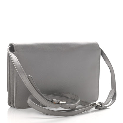 Prada Saffiano Metal Flap Wallet With Strap Marmo 3 of 16