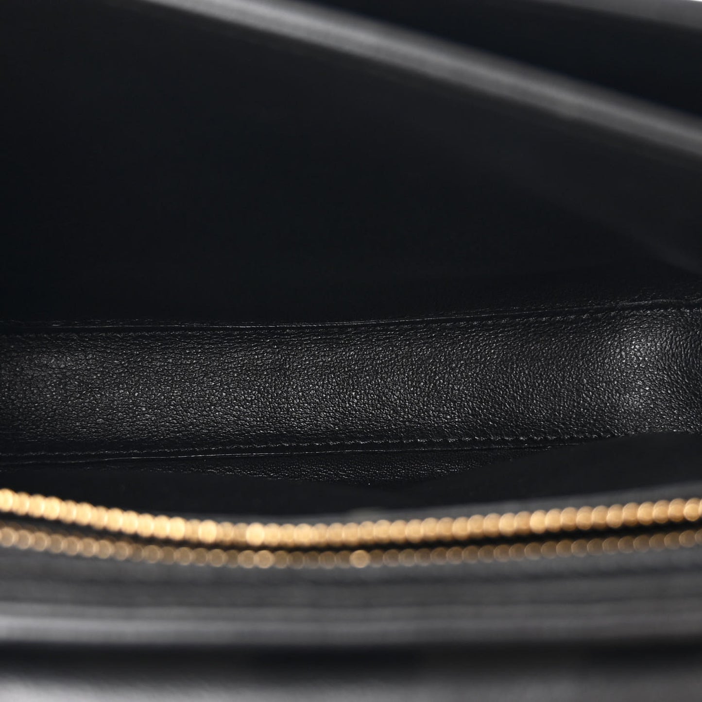 Shiny Calfskin Stripes Small C Bag Black