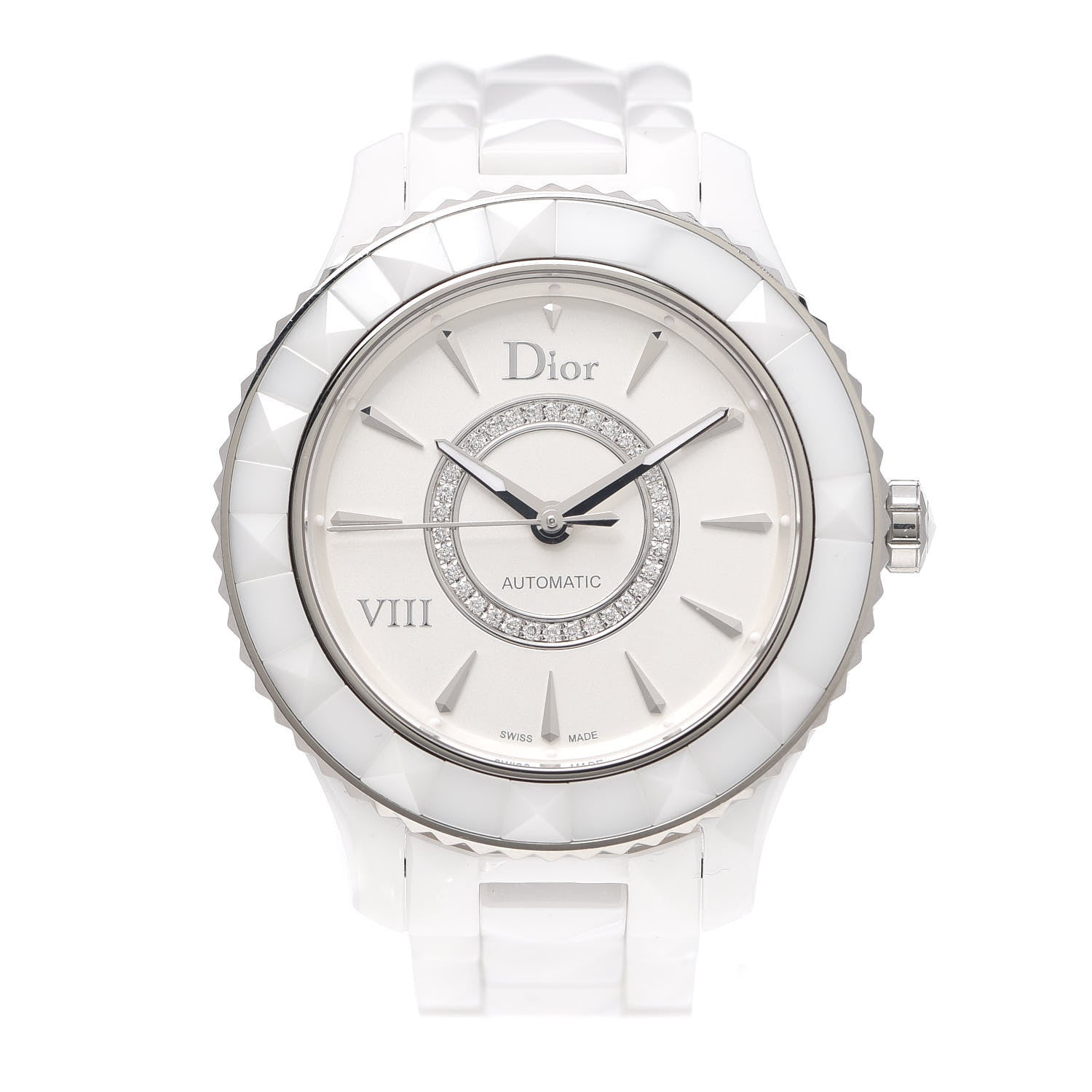 Christian Dior Stainless Steel Ceramic Diamond 38mm Dior VIII Automatic Watch White 1 of 6