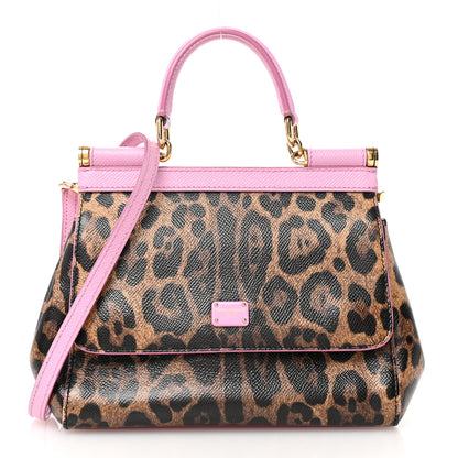 Dolce & Gabbana Dauphine Leopard Print Small Miss Sicily Satchel Pink 1 of 10