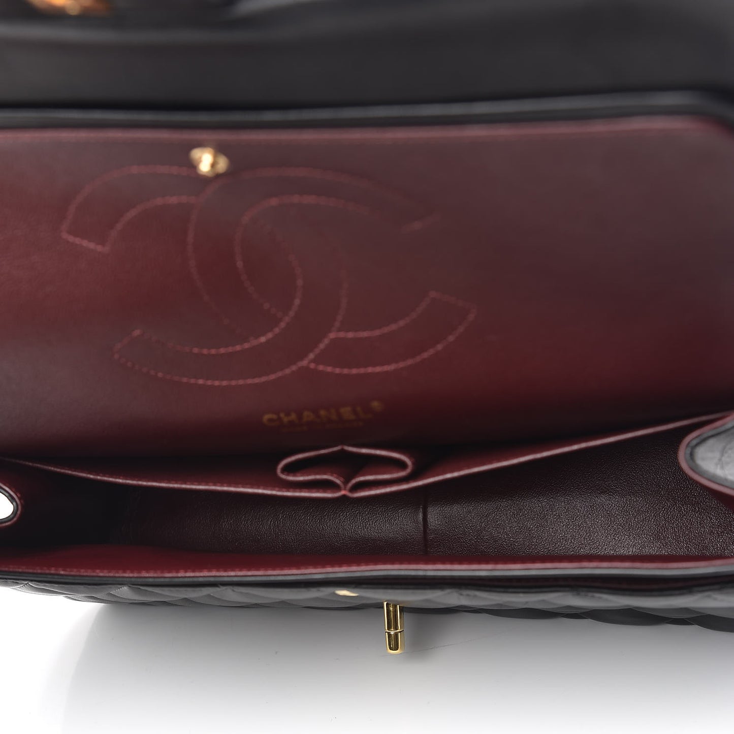 Lambskin Quilted Jumbo Double Flap Black