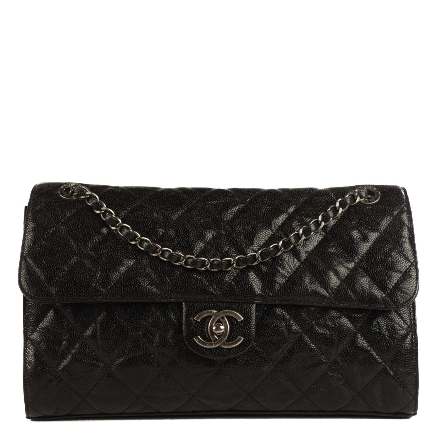 Chanel Crumpled Grained Calfskin Jumbo CC Crave Flap Black 1 of 7