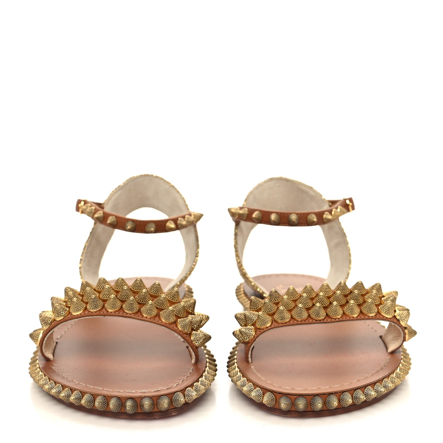 Christian Louboutin Specchio Cordorella Flat Sandals 38 Cuoio 2 of 7
