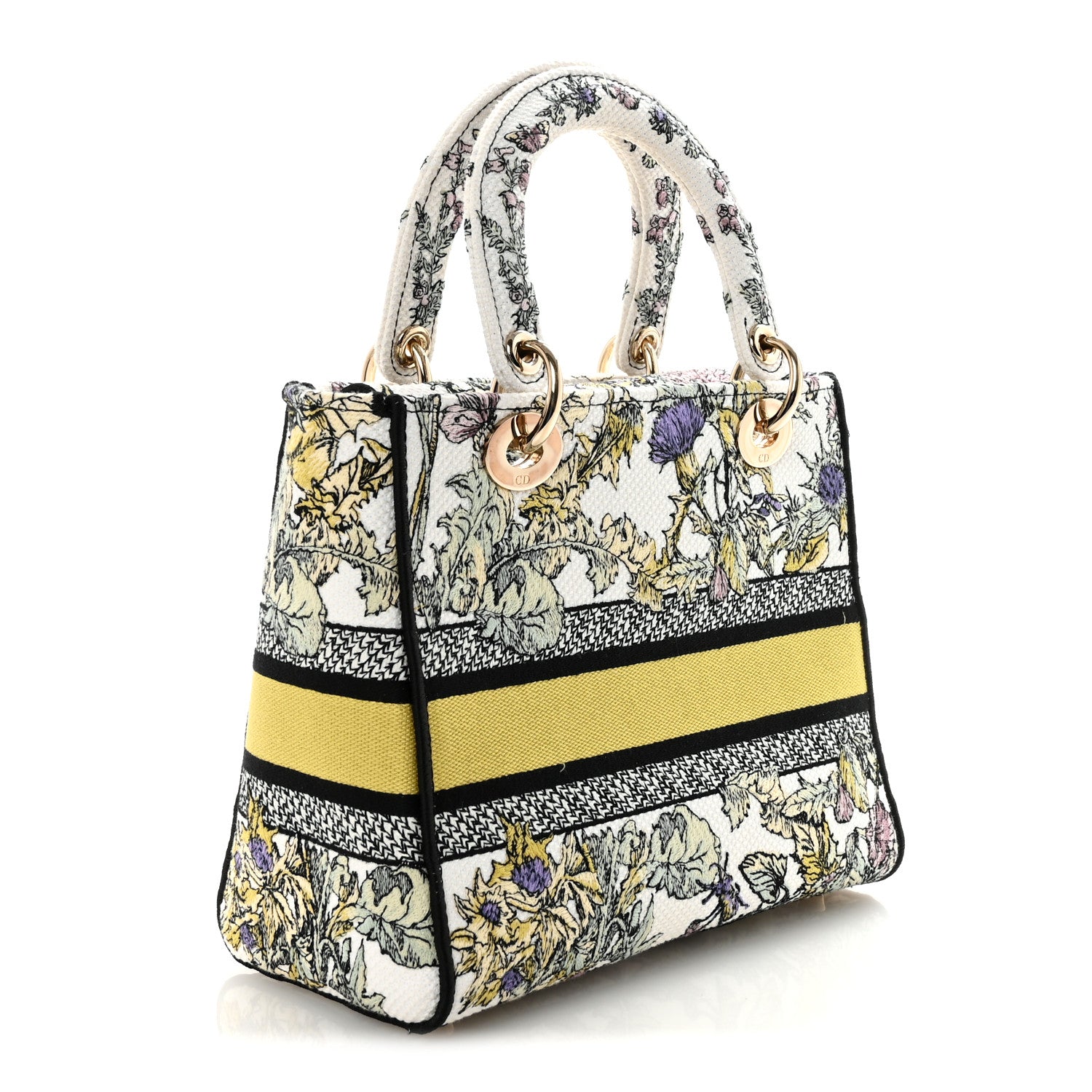 Christian Dior Canvas Embroidered Chardons Toile De Jouy Medium Lady D-Lite Latte Multicolor 3 of 9