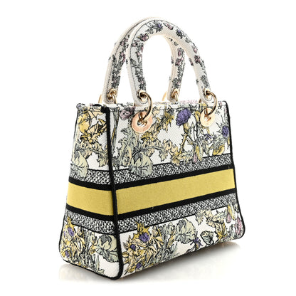 Christian Dior Canvas Embroidered Chardons Toile De Jouy Medium Lady D-Lite Latte Multicolor 3 of 9