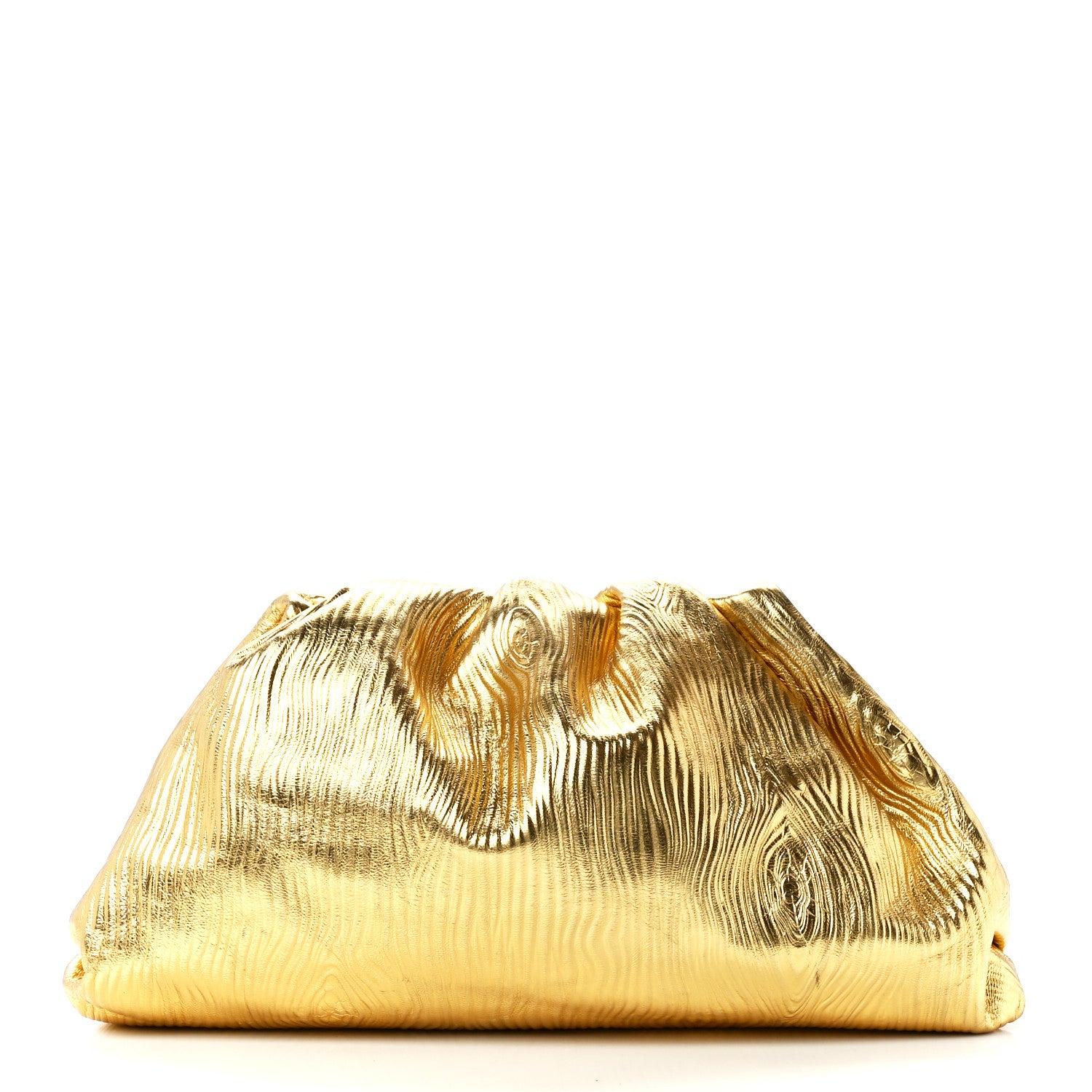 Bottega Veneta Metallic Bark Calfskin Embossed The Pouch Oversized Clutch Oro 1 of 12