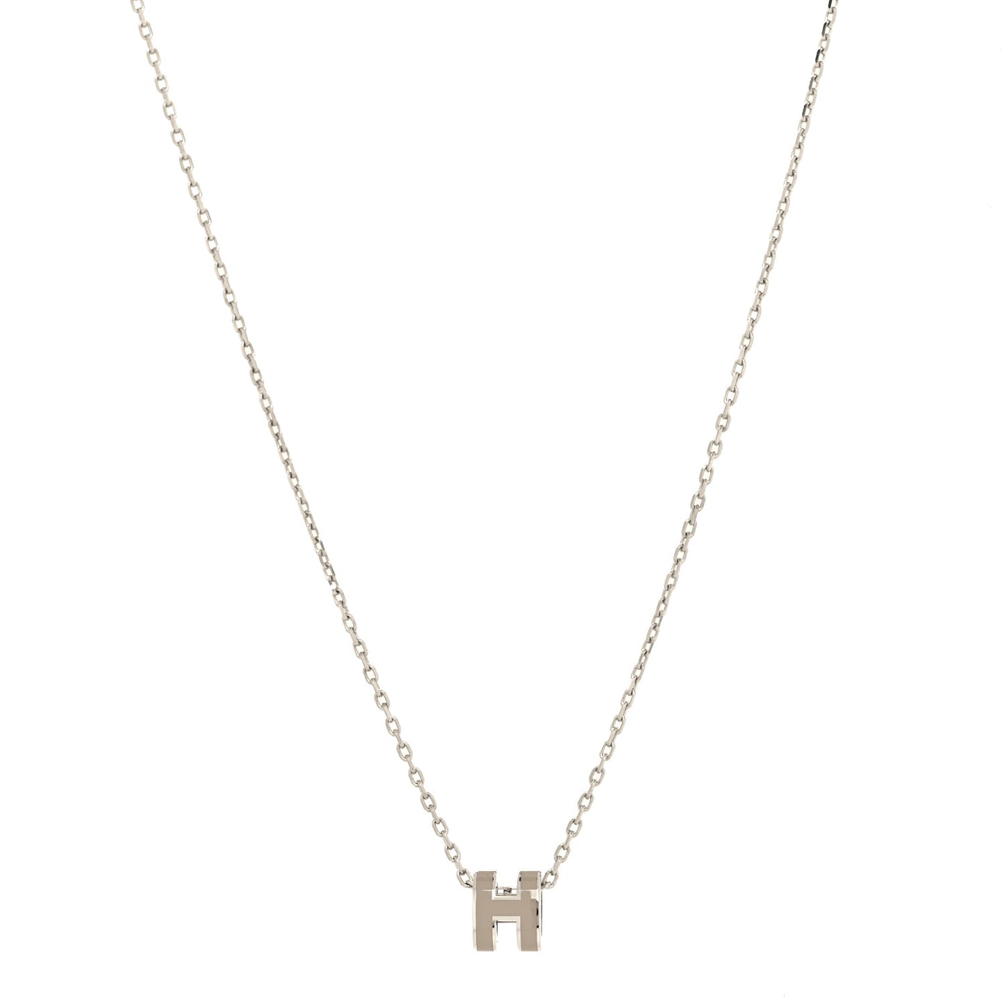 Palladium Mini Pop H Pendant Necklace Marron Glace