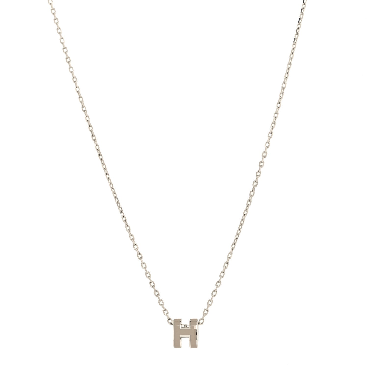 Hermes Palladium Mini Pop H Pendant Necklace Marron Glace 2 of 5