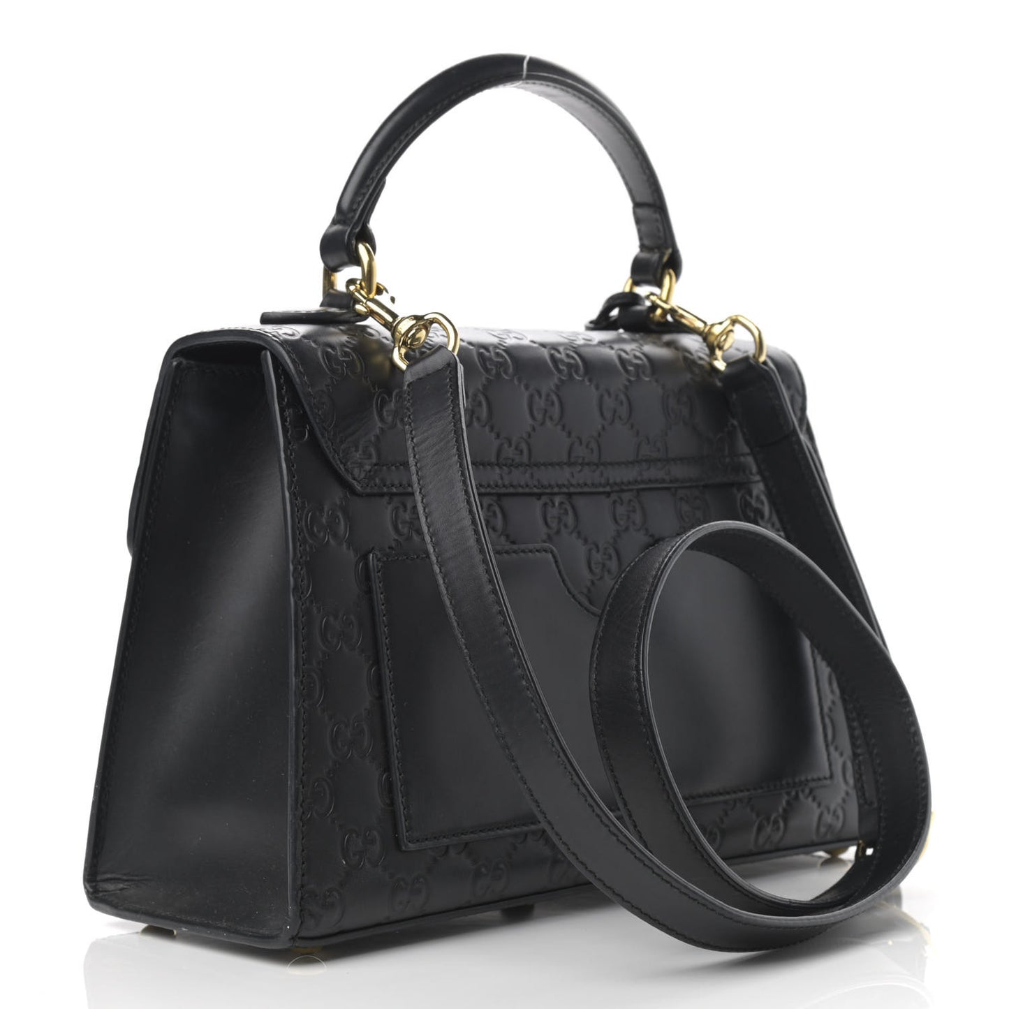 Guccissima Signature Small Padlock Top Handle Bag Black