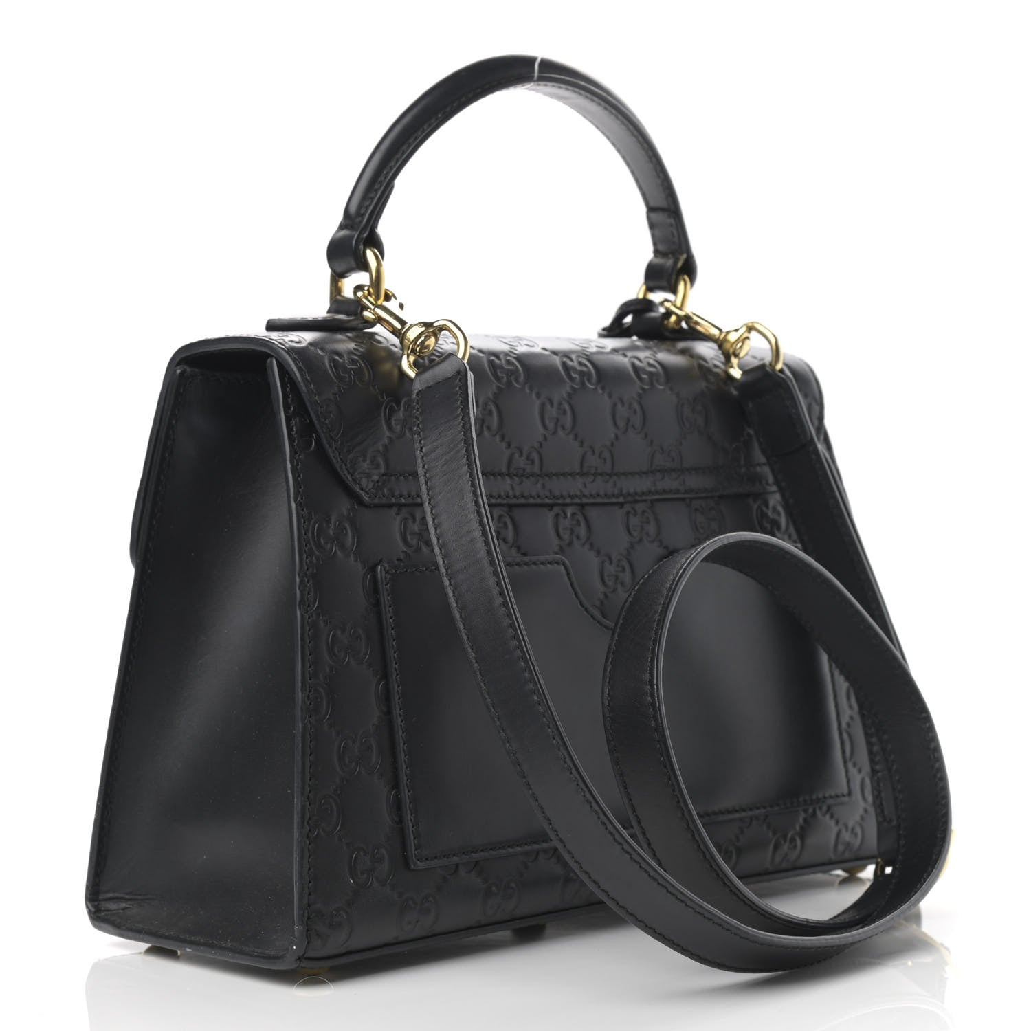 Gucci Guccissima Signature Small Padlock Top Handle Bag Black 3 of 16