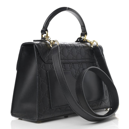 Gucci Guccissima Signature Small Padlock Top Handle Bag Black 3 of 16