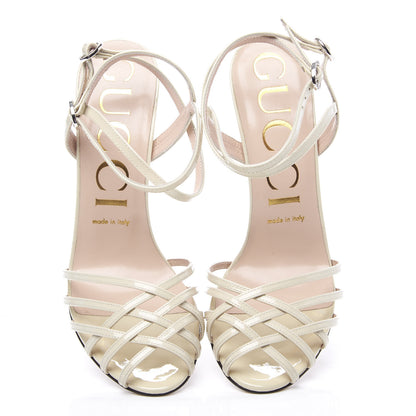Gucci Vernice Crystal Sandals 38.5 Vintage White 6 of 10