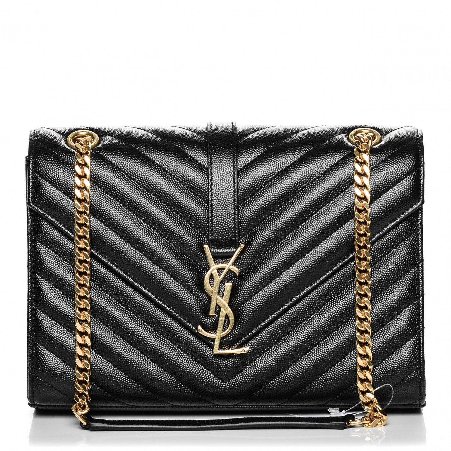 Saint Laurent Grain De Poudre Matelasse Chevron Medium Monogram Satchel Black 1 of 6