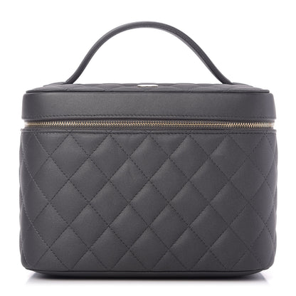 Chanel Lambskin Quilted Large Vanity Pouch Grey 1 of 10
