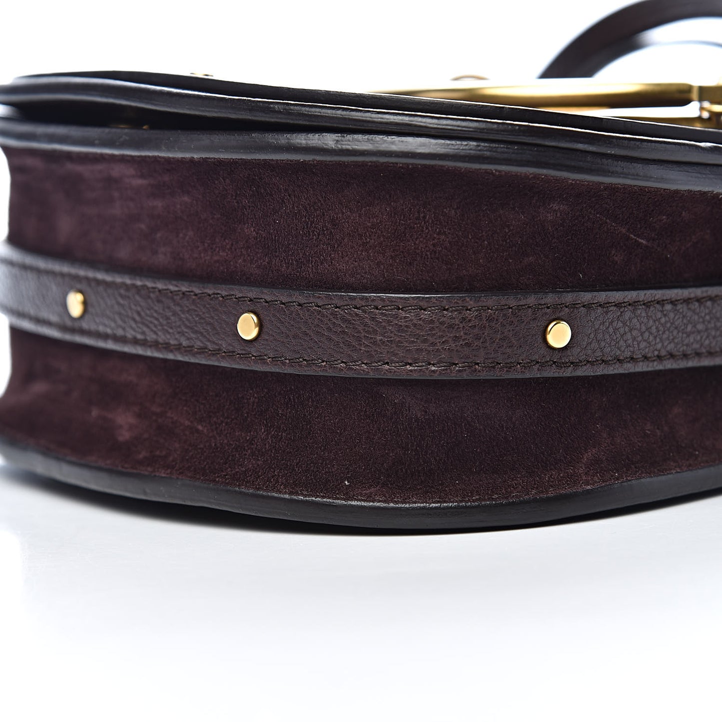 Calfskin Suede Small Nile Bracelet Bag Carbon Brown