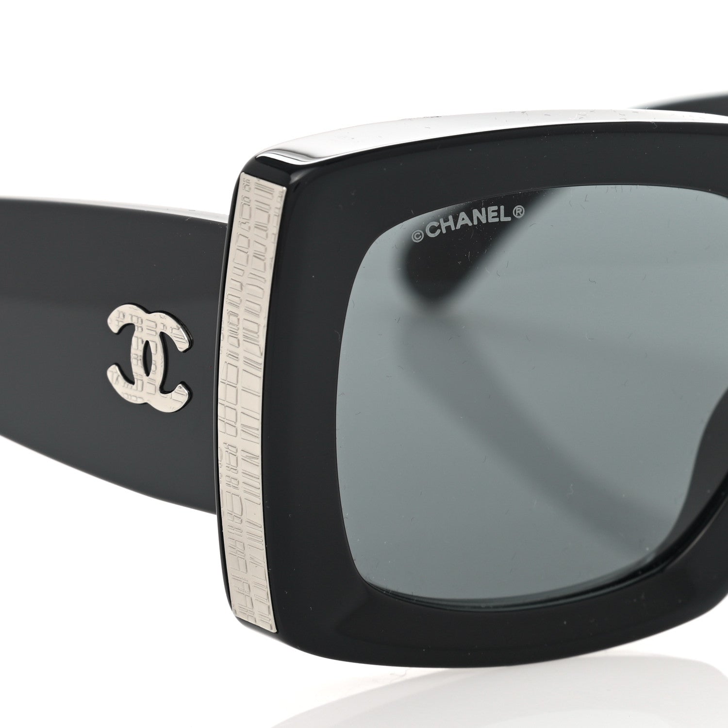 Chanel Acetate Rectangle Sunglasses 5435 Black Grey 7 of 8