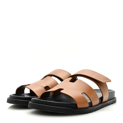 Hermes Calfskin Womens Chypre Sandals 42 Gold 3 of 9
