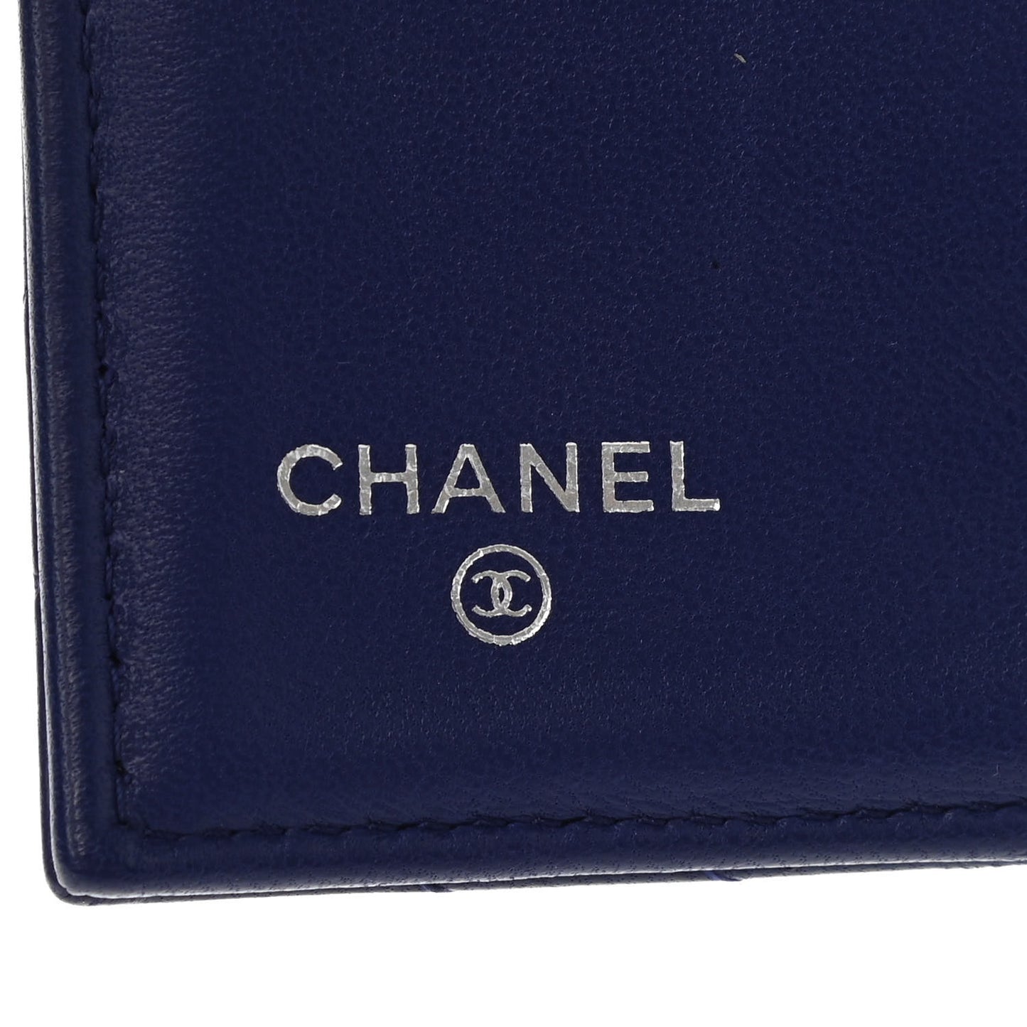 Lambskin Quilted Large Flap Wallet Navy