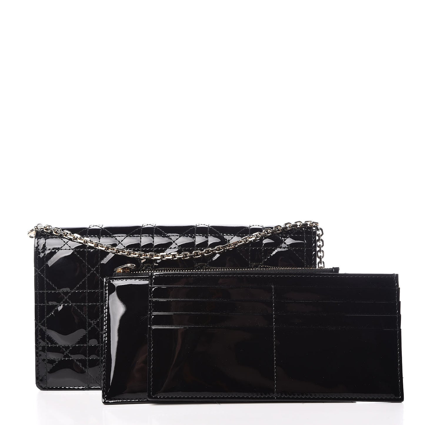 Patent Cannage Lady Dior Convertible Clutch Black
