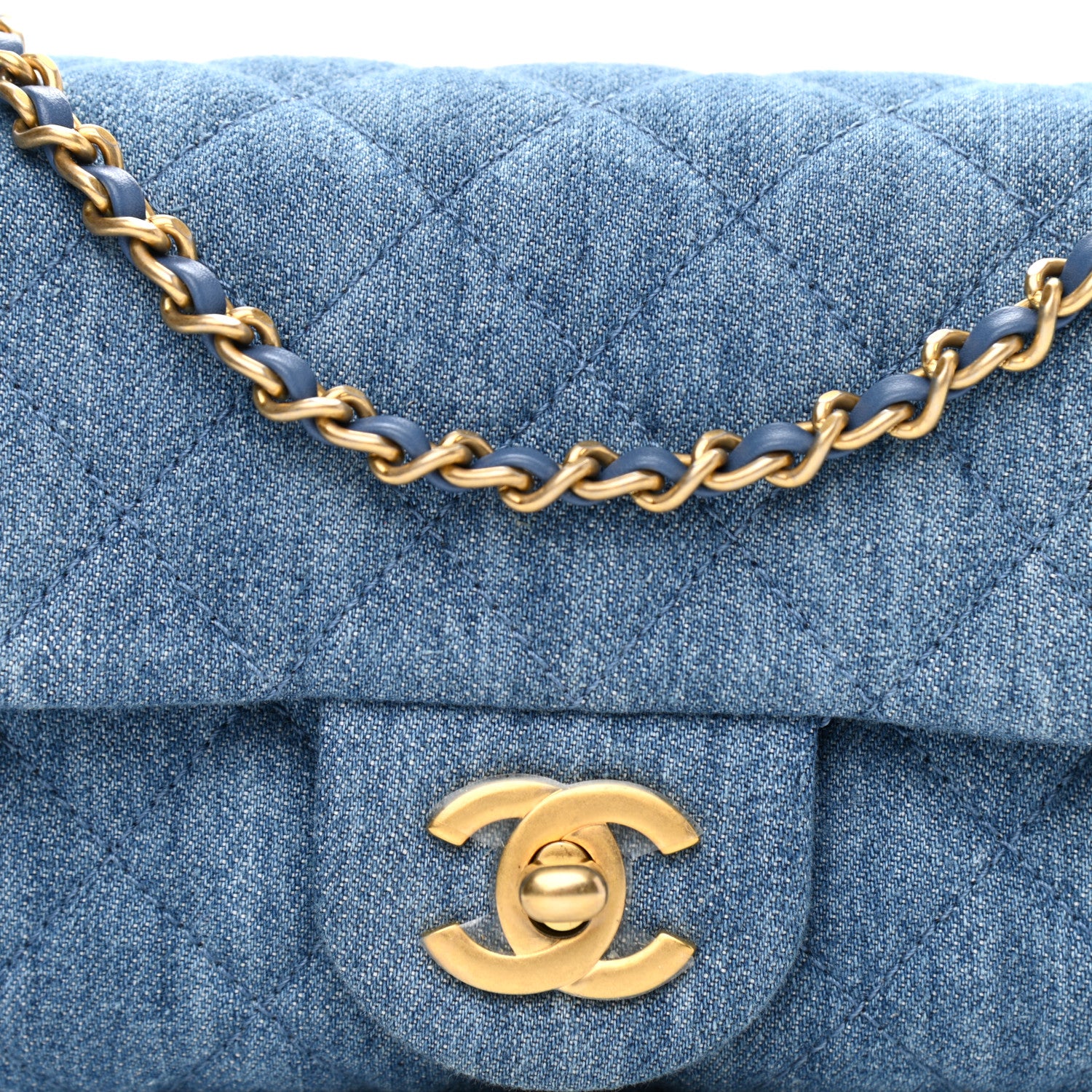 Chanel Denim Quilted Mini Pearl Crush Rectangular Flap Blue 14 of 18