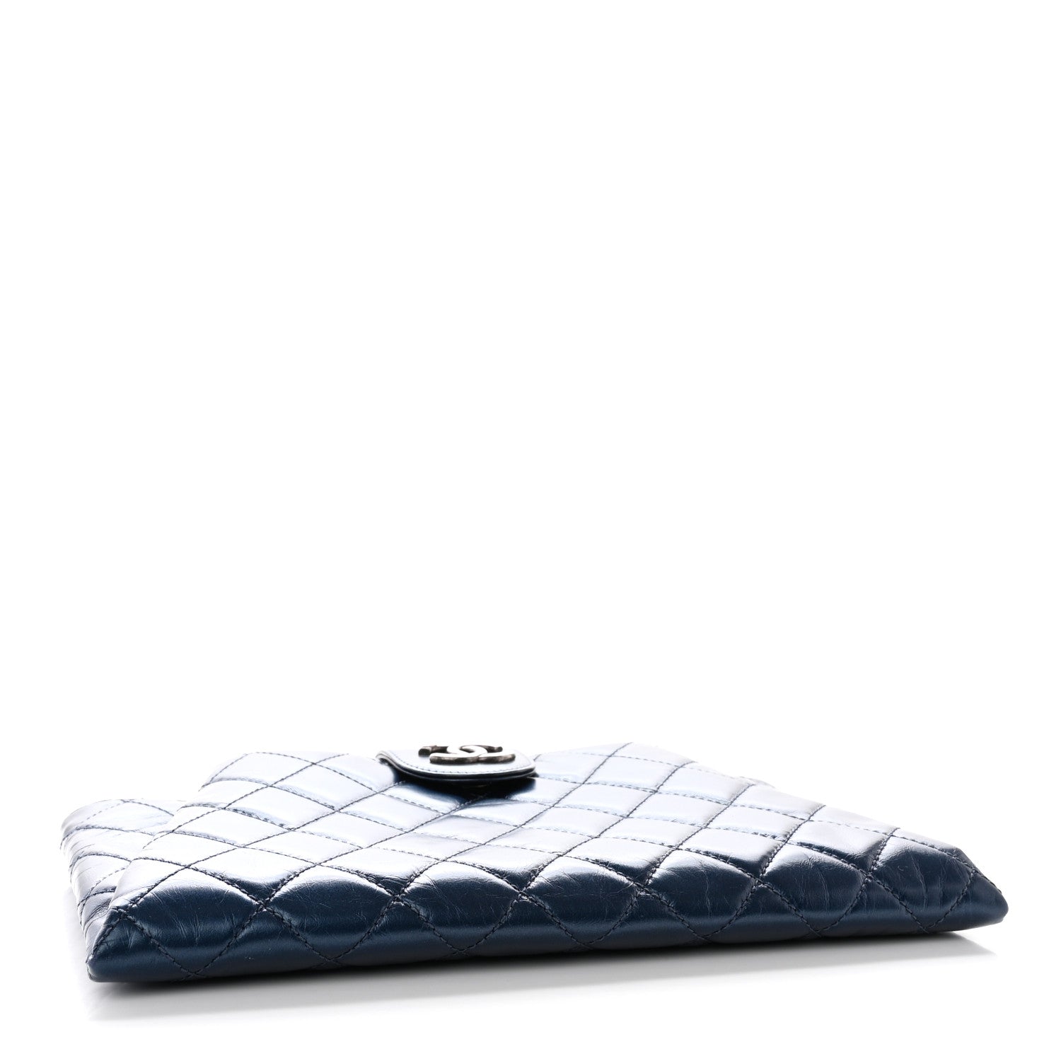 Chanel Glazed Calfskin Quilted Coco Pleats Clutch Navy 4 of 16