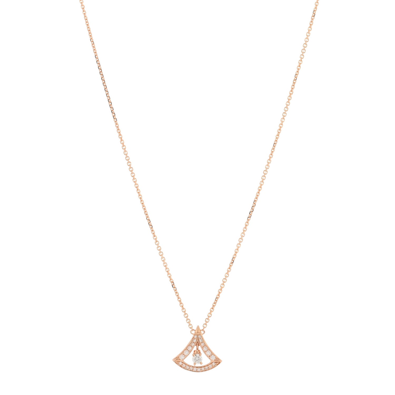 Bulgari 18K Rose Gold Diamond Divas' Dream Openwork Pave Pendant Necklace 1 of 4