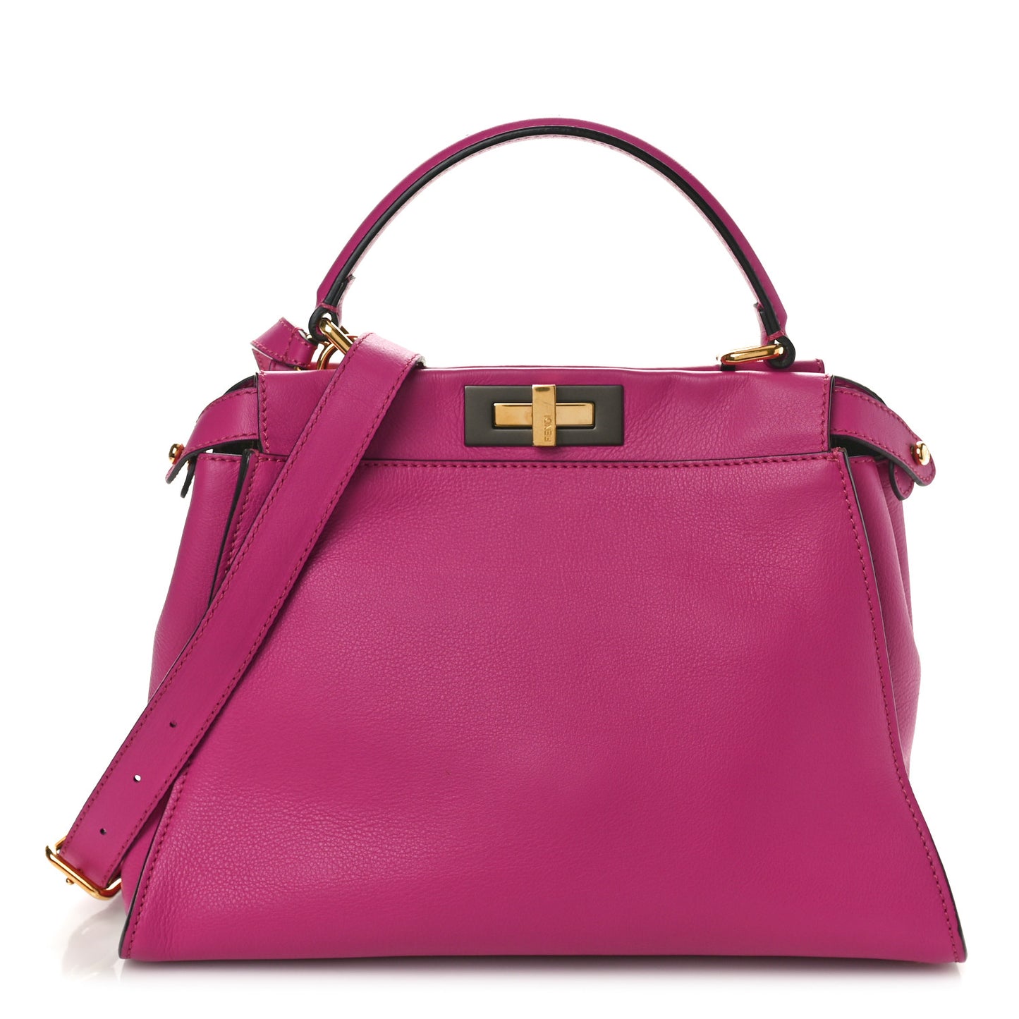 Vitello Seta Medium Peekaboo Iconic Satchel Magenta