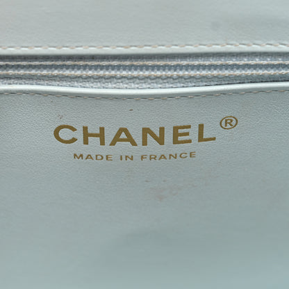 Chanel Shiny Aged Calfskin Quilted Nano Kelly Shopper Light Blue 6 of 11