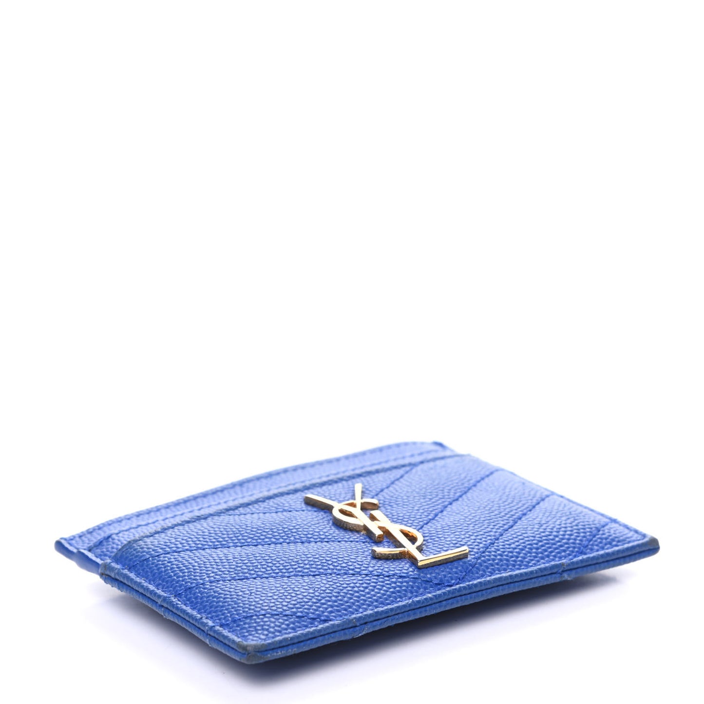 Grain De Poudre Matelasse Monogram Credit Card Case Blue Majorelle