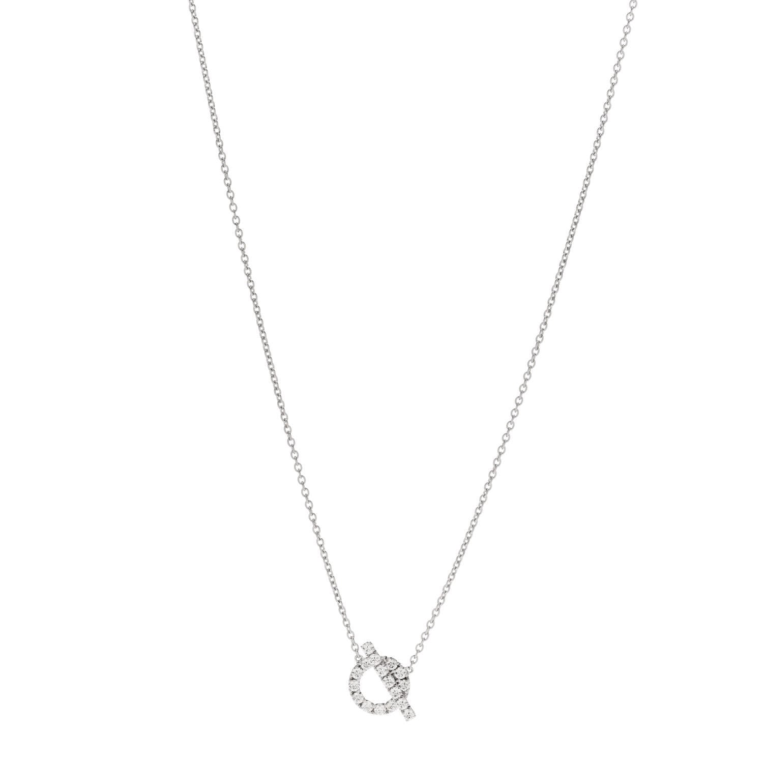 Hermes 18K White Gold Diamond Finesse Pendant Necklace 1 of 4