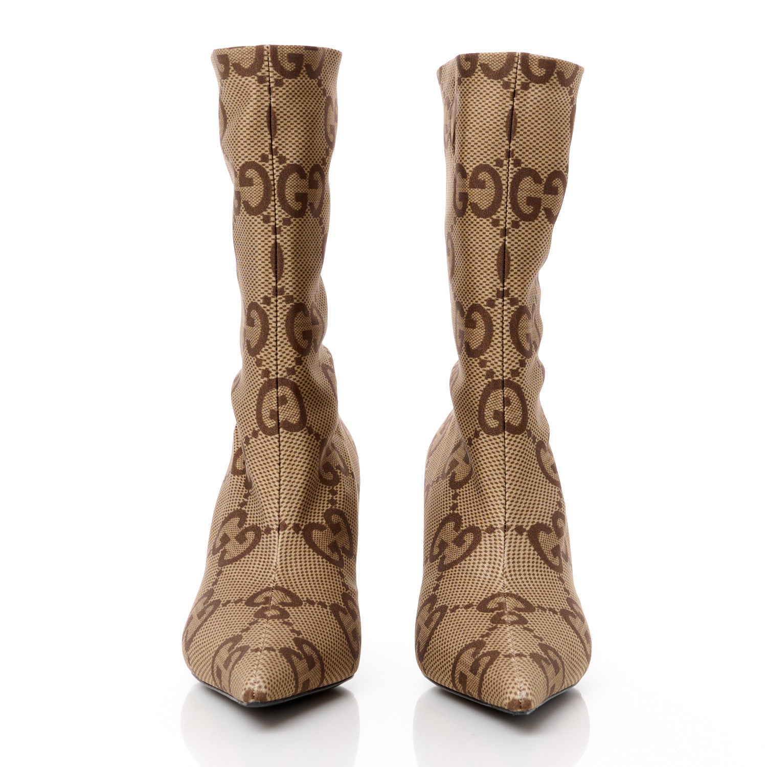 Balenciaga X GUCCI Jersey Maxi GG Monogram Crepe Knife Booties 38 Camel Ebony 2 of 9