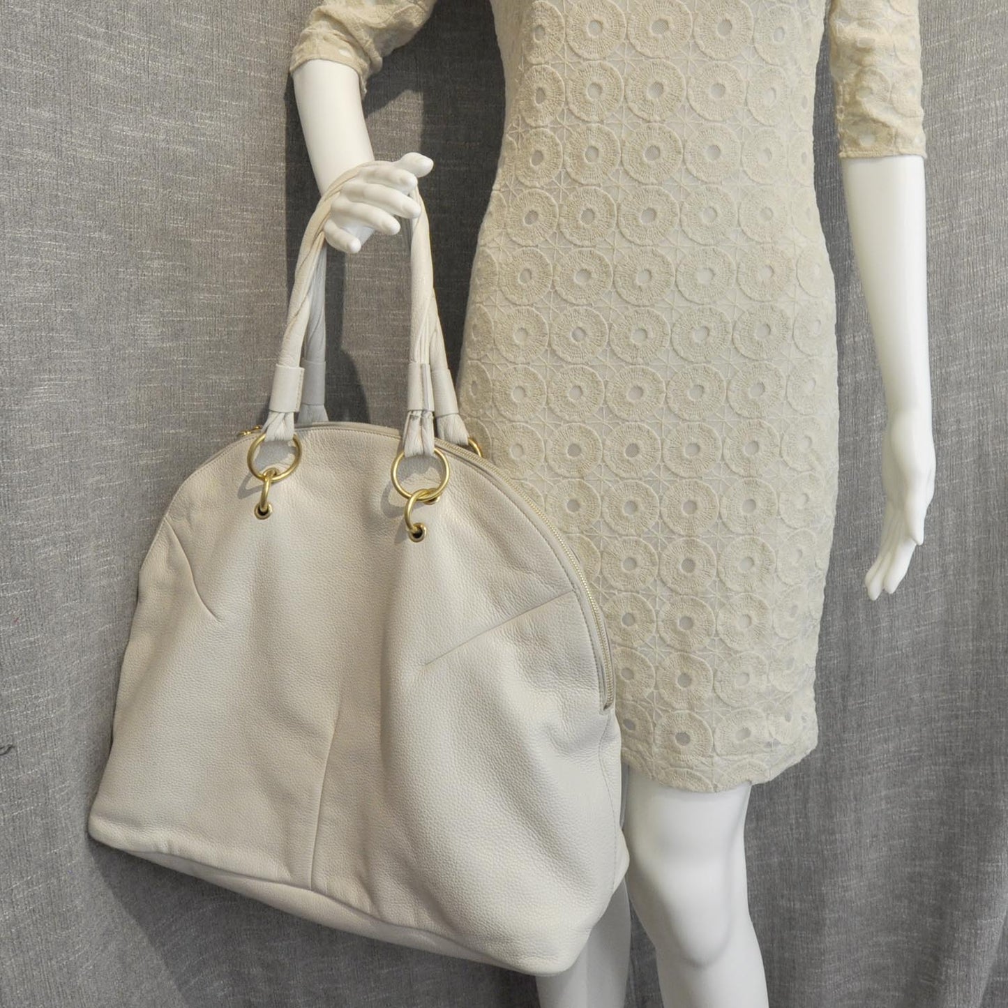 Leather Large Calypso Tote Ivory