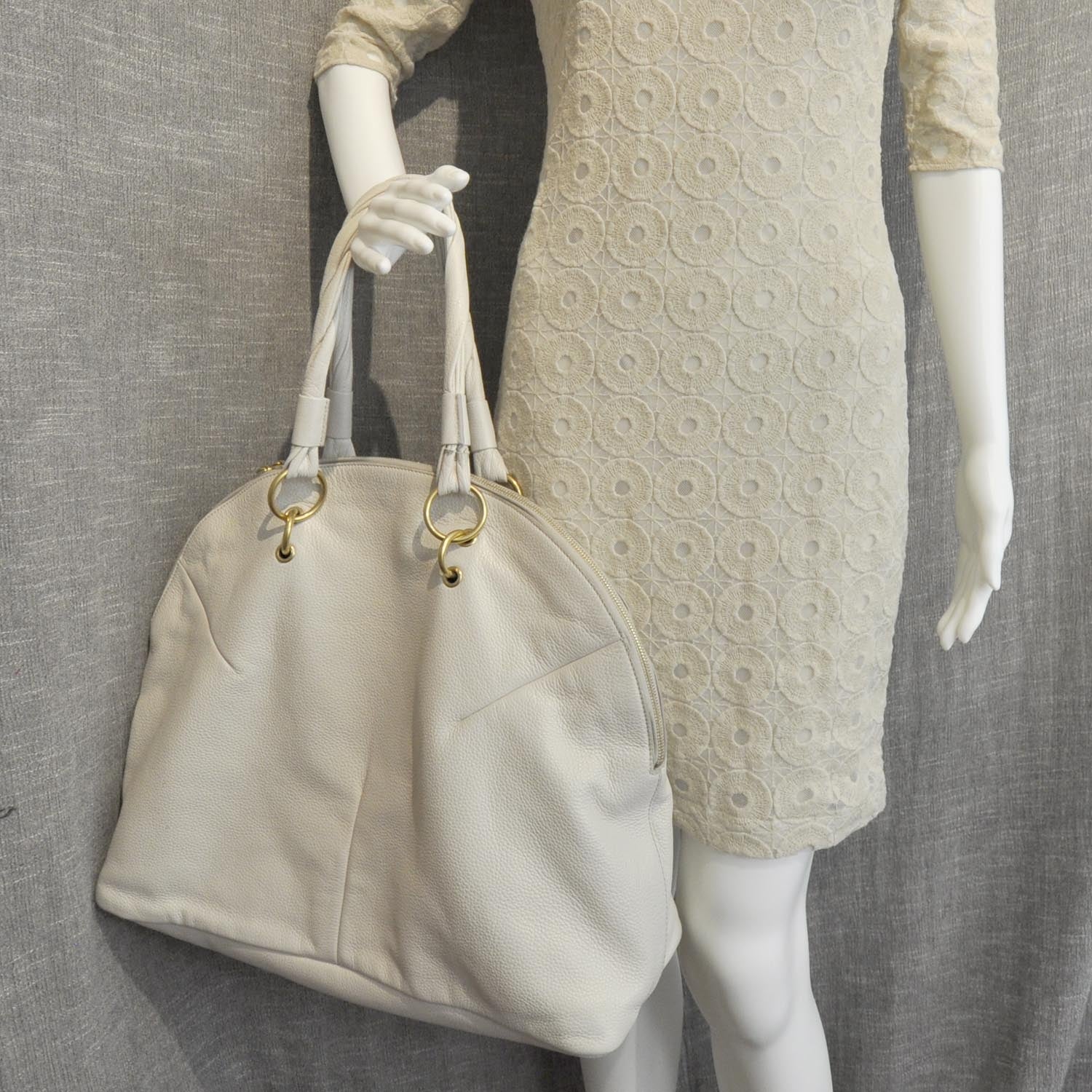 Saint Laurent Leather Large Calypso Tote Ivory 12 of 12