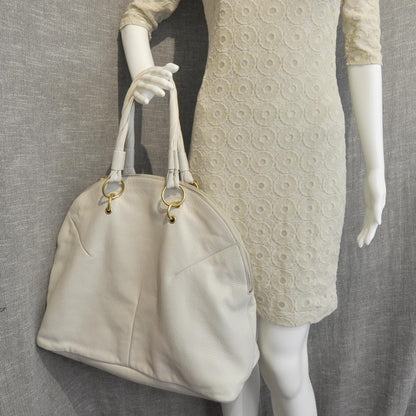 Saint Laurent Leather Large Calypso Tote Ivory 12 of 12