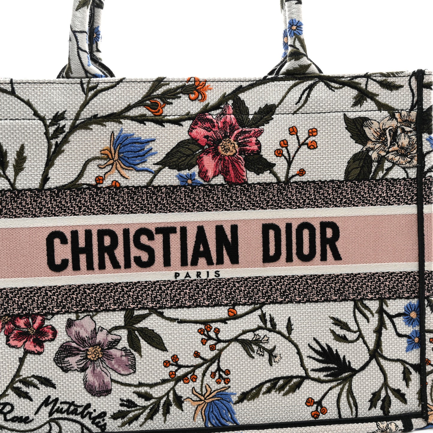 Canvas Embroidered Medium Rosa Mutabilis Book Tote Multicolor